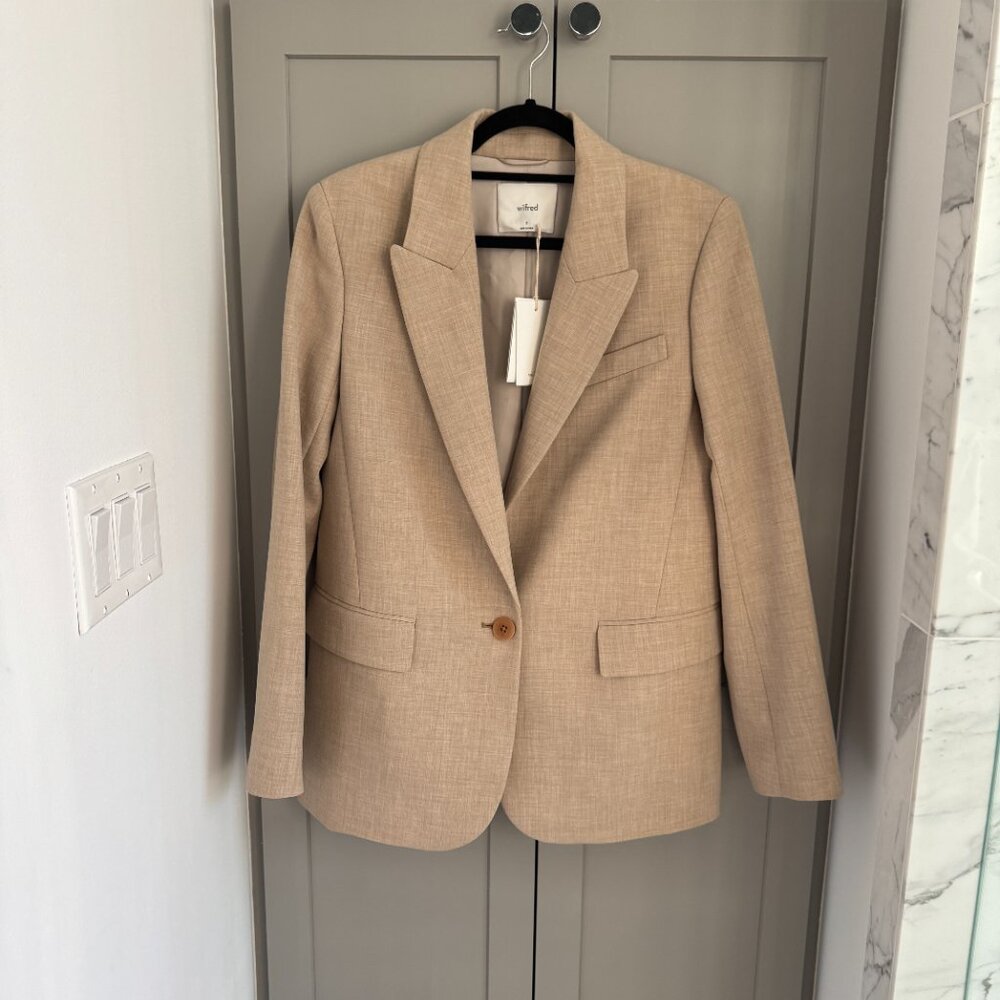 NEW Aritzia Wilfred Flores Blazer - Neutral Oatmeal - Size S